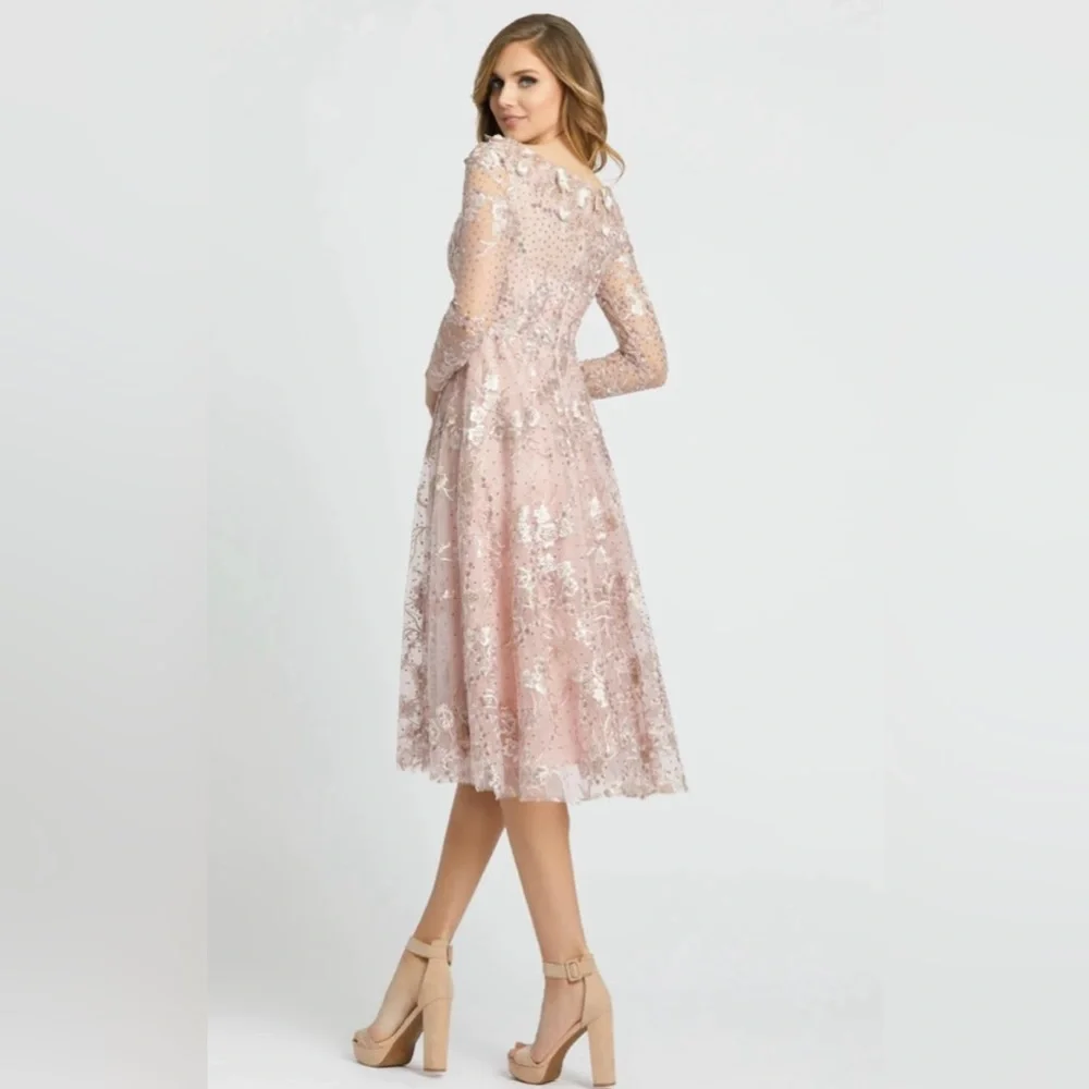 Mac Duggal NWT Rose LS Beaded Floral Dress size 4 #67501 - Picture 2 of 12